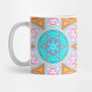 Mosaic Mandala Yellow Pink and Blue Mug